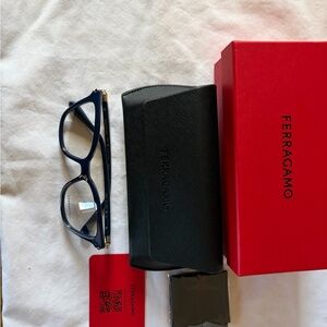 Salvatore Ferragamo Navy Glasses with Black Case